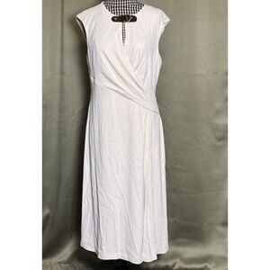 Lauren Ralph Lauren Black Label Leather Buckle  A-line Dress Winter Cream SZ 8